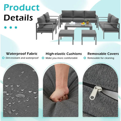 Patio Furniture Set, 7-piece with Cushions