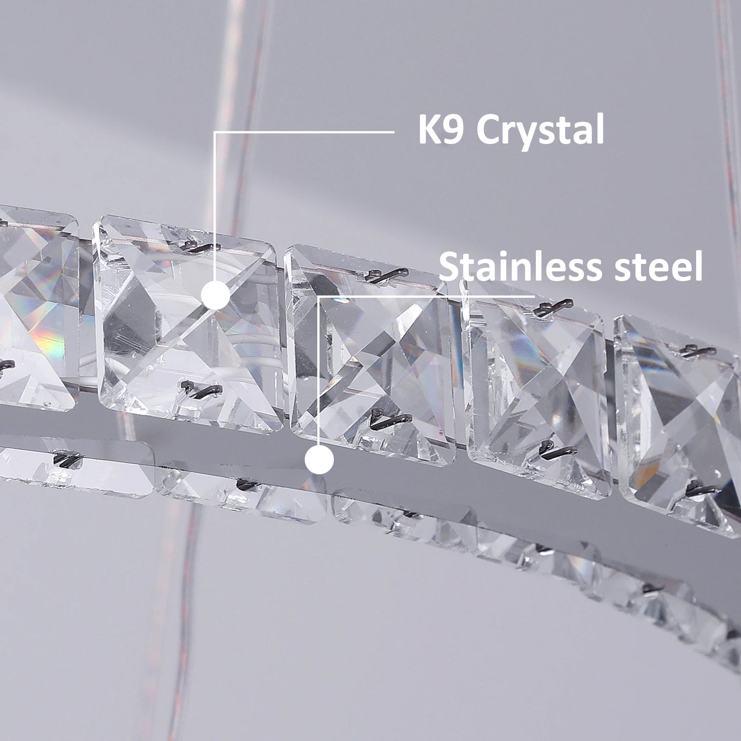 Crystal Ceiling Chandelier, 3-Rings Hanging with LED-Lighting