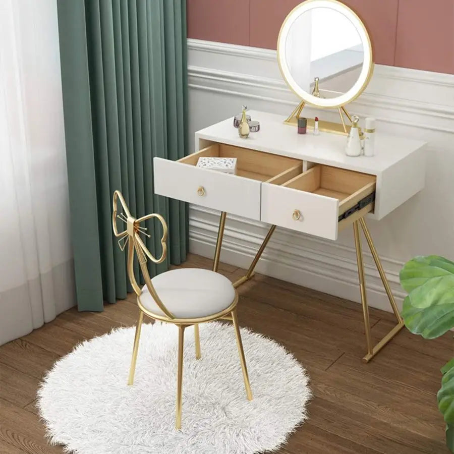 Vanity Stool - Metal Legs, Gold