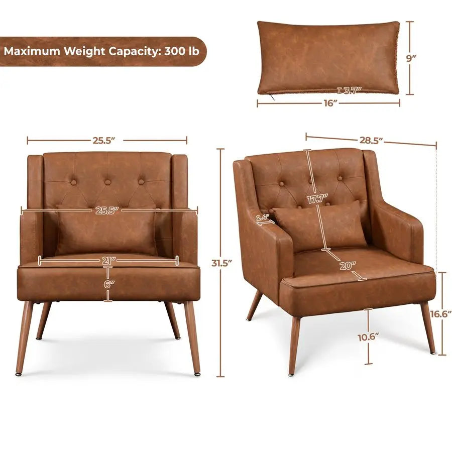 Chair, PU Leather, with Lumbar Pillow