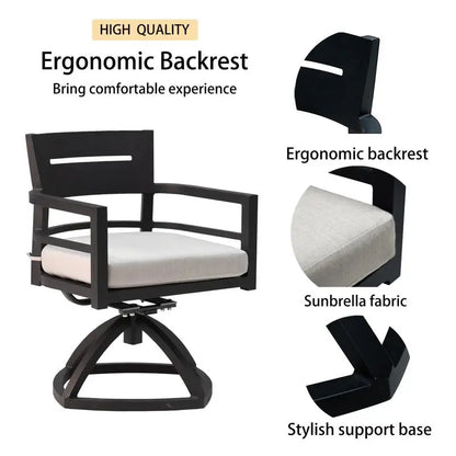 Patio Furniture Set, 7-Piece, Aluminum, 4 Chairs, 2 Swivel Rockers, Table