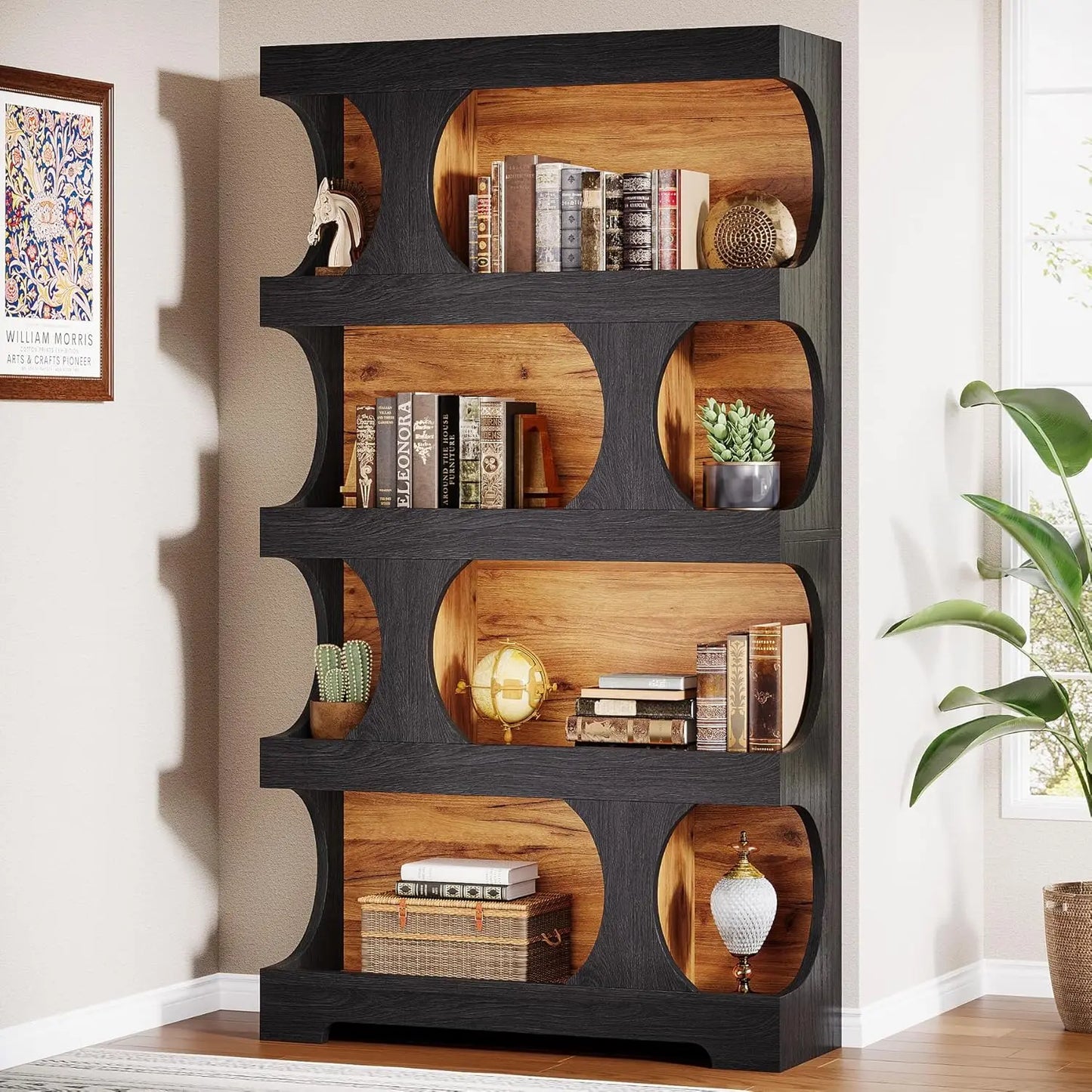4-Tier Bookshelf, Large Storage Space