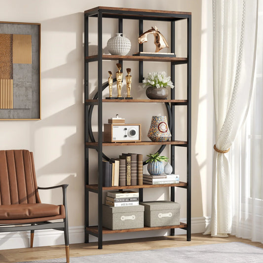 Tall Industrial Bookshelf, Made w/ Wood and Metal