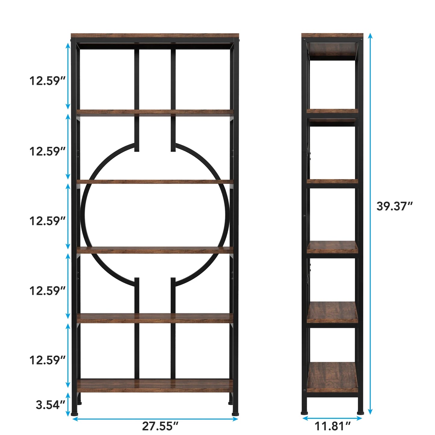 Tall Industrial Bookshelf, Made w/ Wood and Metal