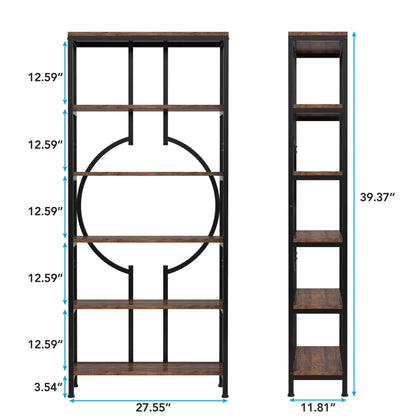 Tall Industrial Bookshelf, Made w/ Wood and Metal