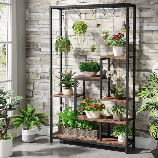 Plant Stand - 5-Tiers Metal, 10 Hanging Hooks
