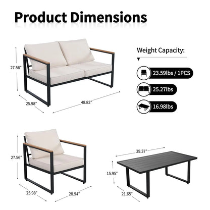 Patio Set, 4-Piece, Sofa, 2 Chairs & Coffee Table