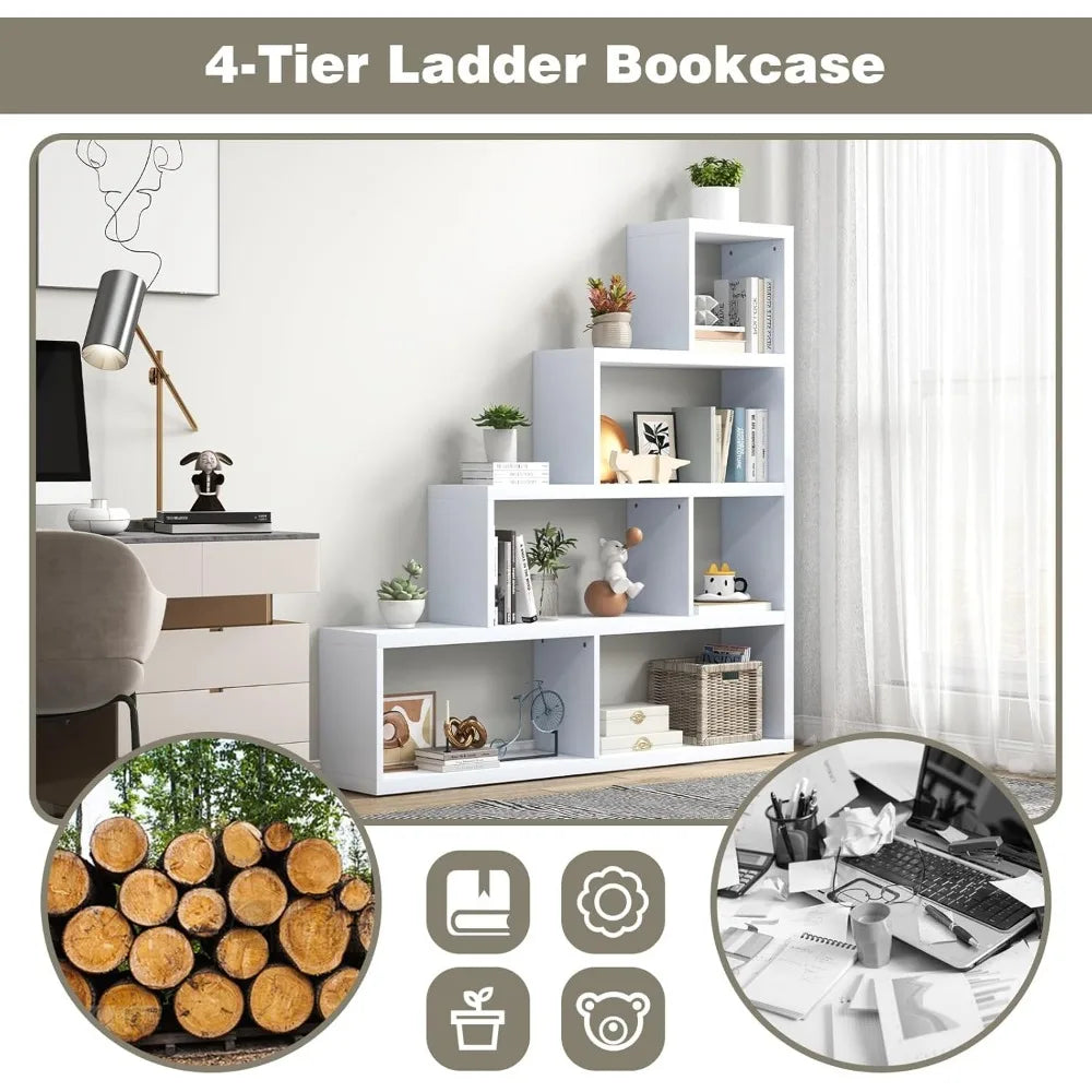 Bookshelf, L Shaped, 6 Cubes, 4 Tier