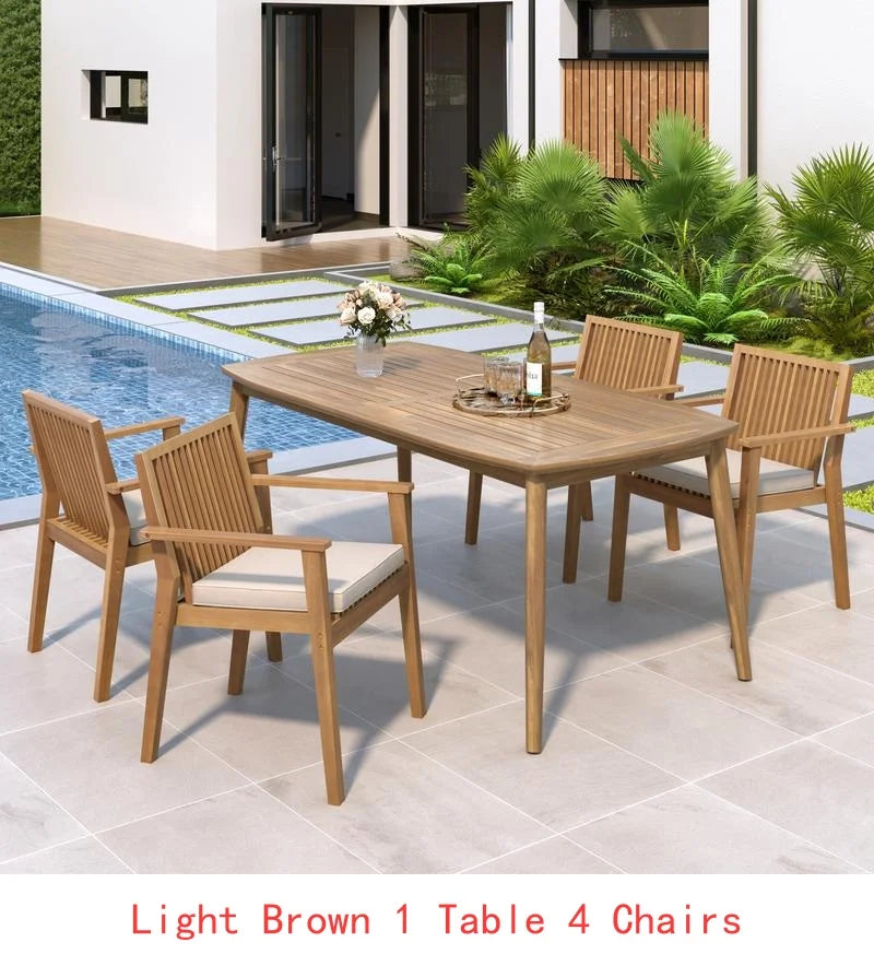 Dining Set - 7-Piece, Acacia Table & 6 Chairs