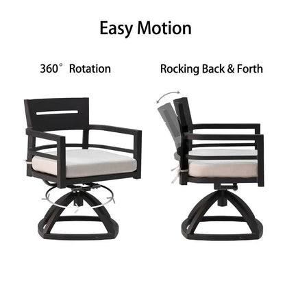 Patio Furniture Set, 7-Piece, Aluminum, 4 Chairs, 2 Swivel Rockers, Table