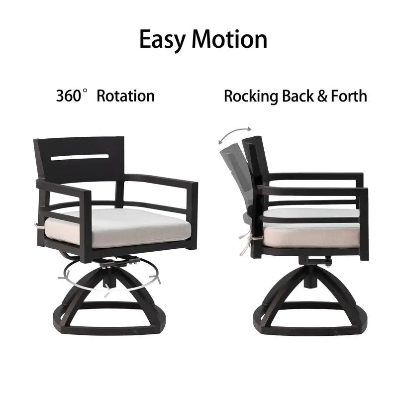 Patio Furniture Set, 7-Piece, Aluminum, 4 Chairs, 2 Swivel Rockers, Table
