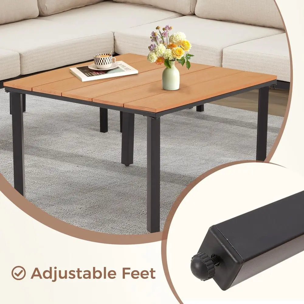 Patio Furniture Set, Metal,  L-Shape Sectional, with fauxwood Coffee Table