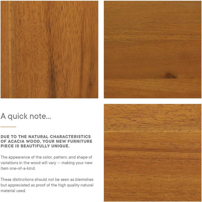 Ottoman, Acacia Wood, Natural Cocoa, Weather-Resistant Cushion