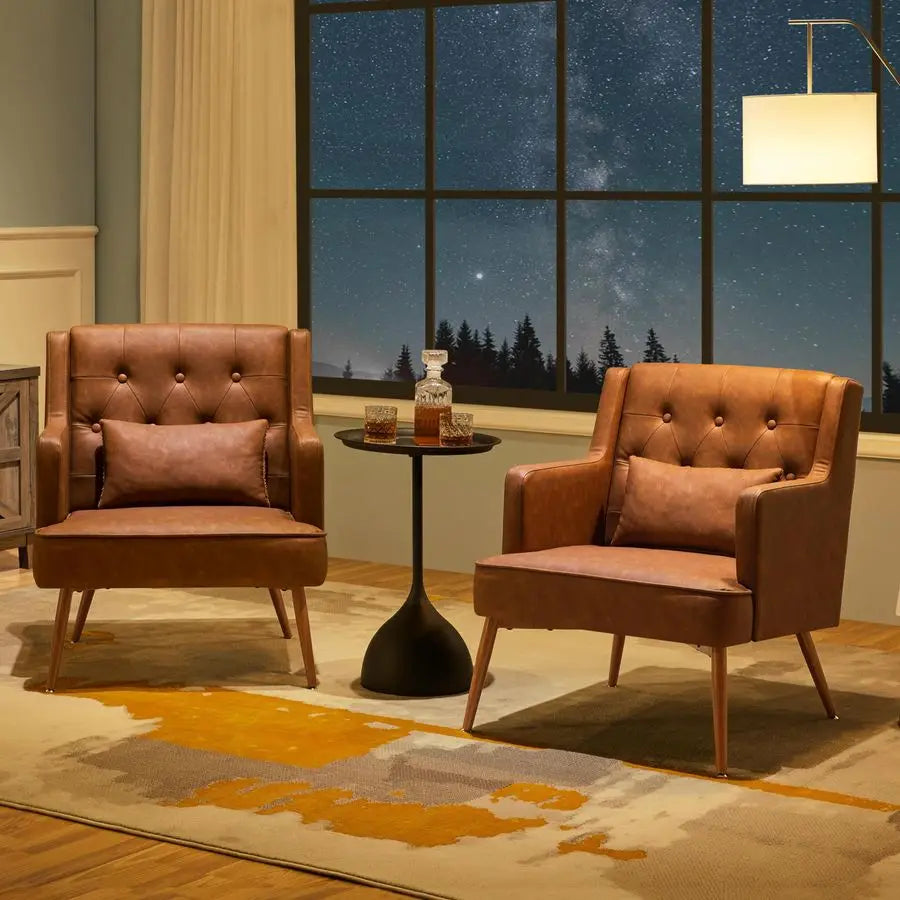 Chair, PU Leather, with Lumbar Pillow