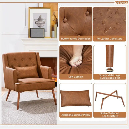 Chair, PU Leather, with Lumbar Pillow