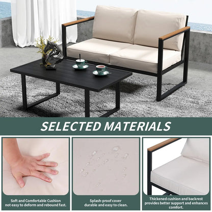 Patio Set, 4-Piece, Sofa, 2 Chairs & Coffee Table