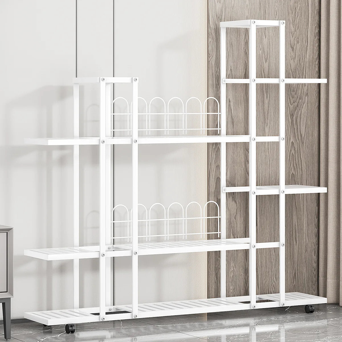 Plant Stand -  Wrought Iron, Rack Organizer w/Wheels