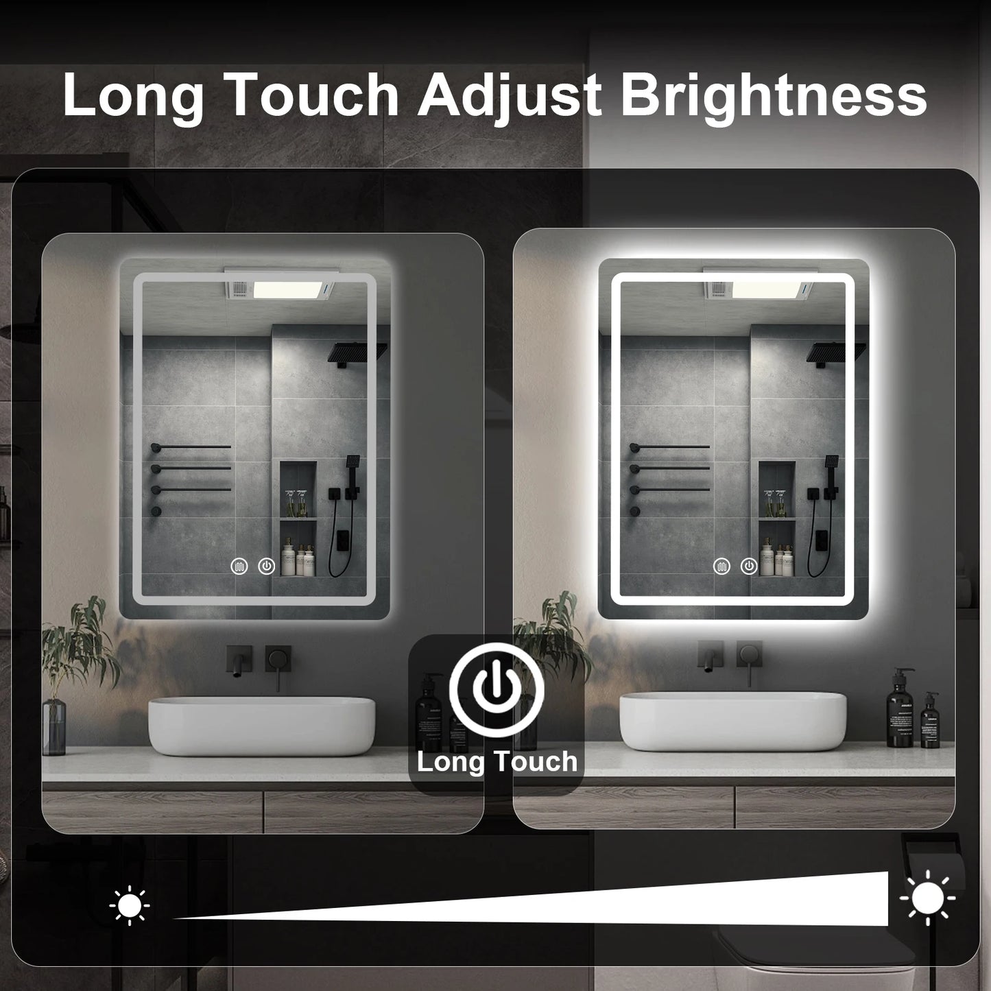 Bathroom Mirror, 20x28 inch LED, Fogless and Demister