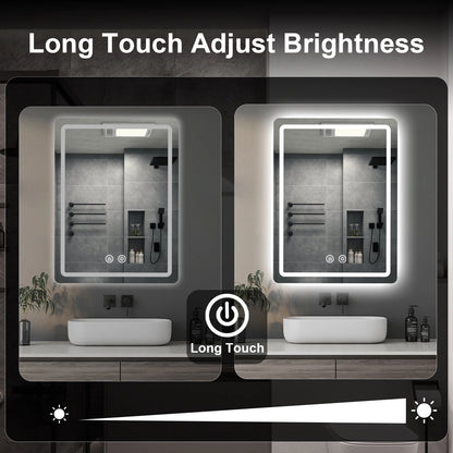 Bathroom Mirror, 20x28 inch LED, Fogless and Demister