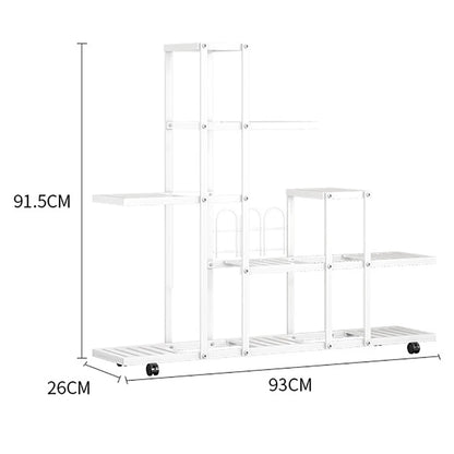 Plant Stand -  Wrought Iron, Rack Organizer w/Wheels