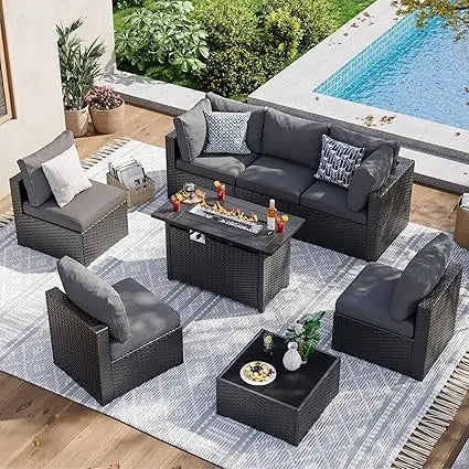 Patio Set, 8-Piece, Sectional Sofa and Table