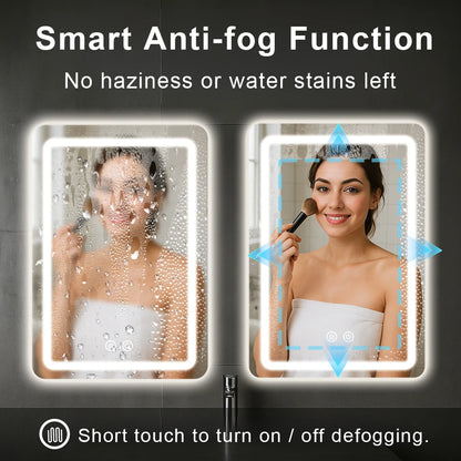 Bathroom Mirror, 20x28 inch LED, Fogless and Demister