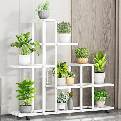 Plant Stand -  Wrought Iron, Rack Organizer w/Wheels