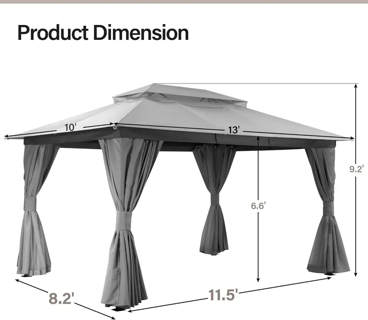 Patio Gazebo,  10'x13' with Expansion Bolts