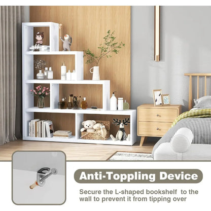 Bookshelf, L Shaped, 6 Cubes, 4 Tier
