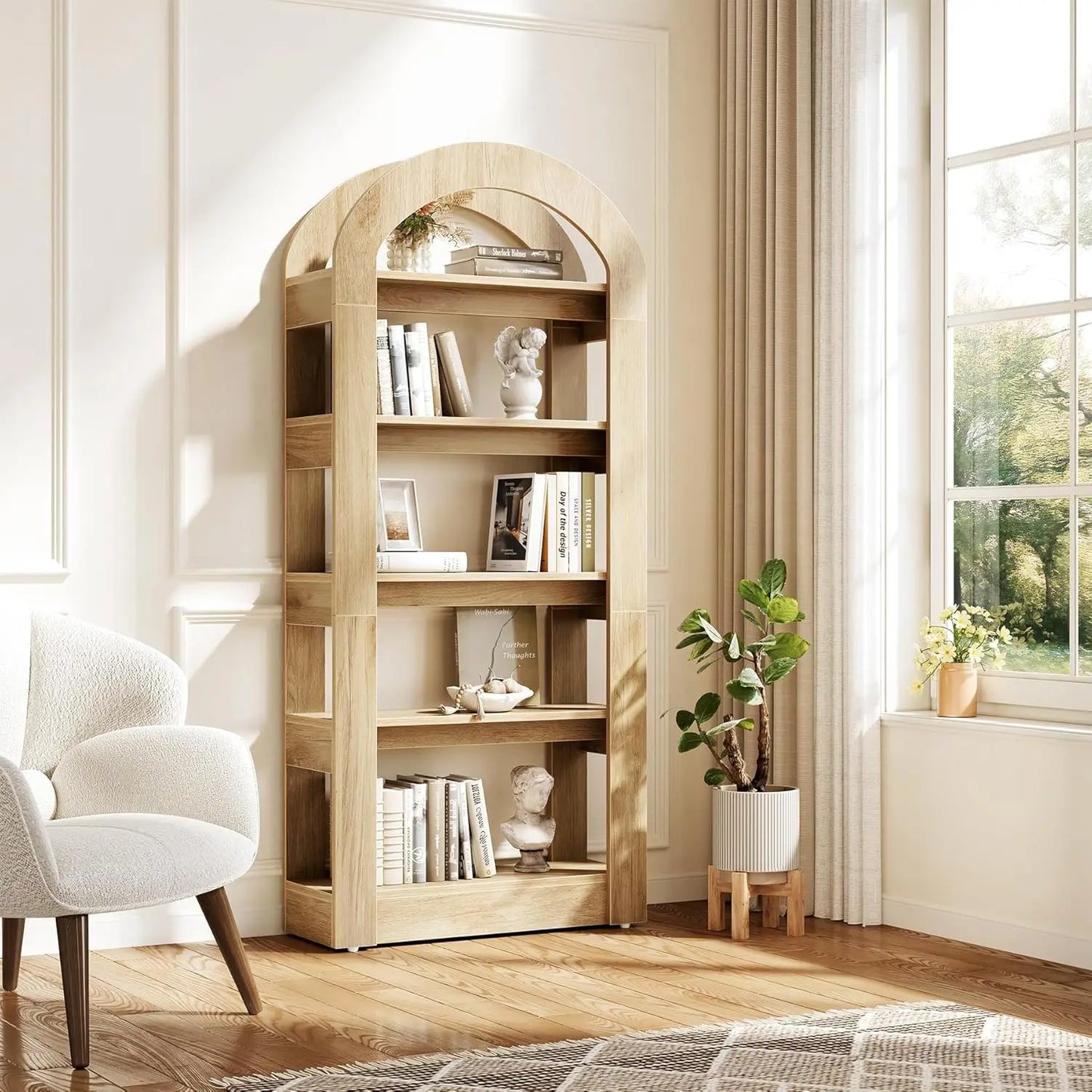 5-Tier Bookshelf, Arch-Shaped Racks,