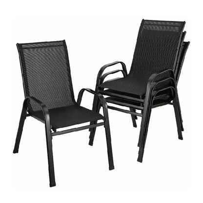 Chairs, 4-Piece,  Steel-iron+Teslin Fabric, Black