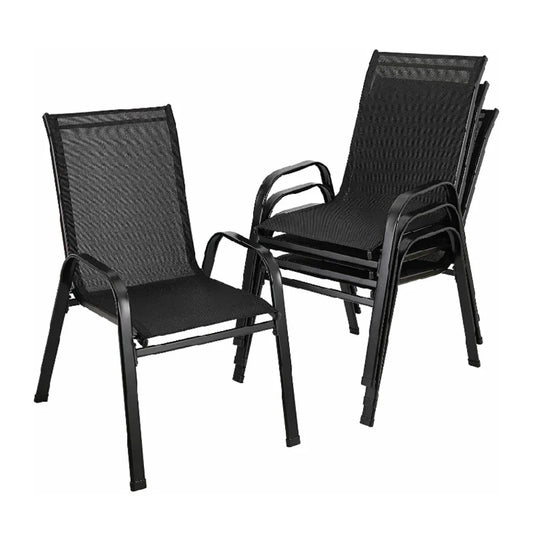 Chairs, 4-Piece,  Steel-iron+Teslin Fabric, Black