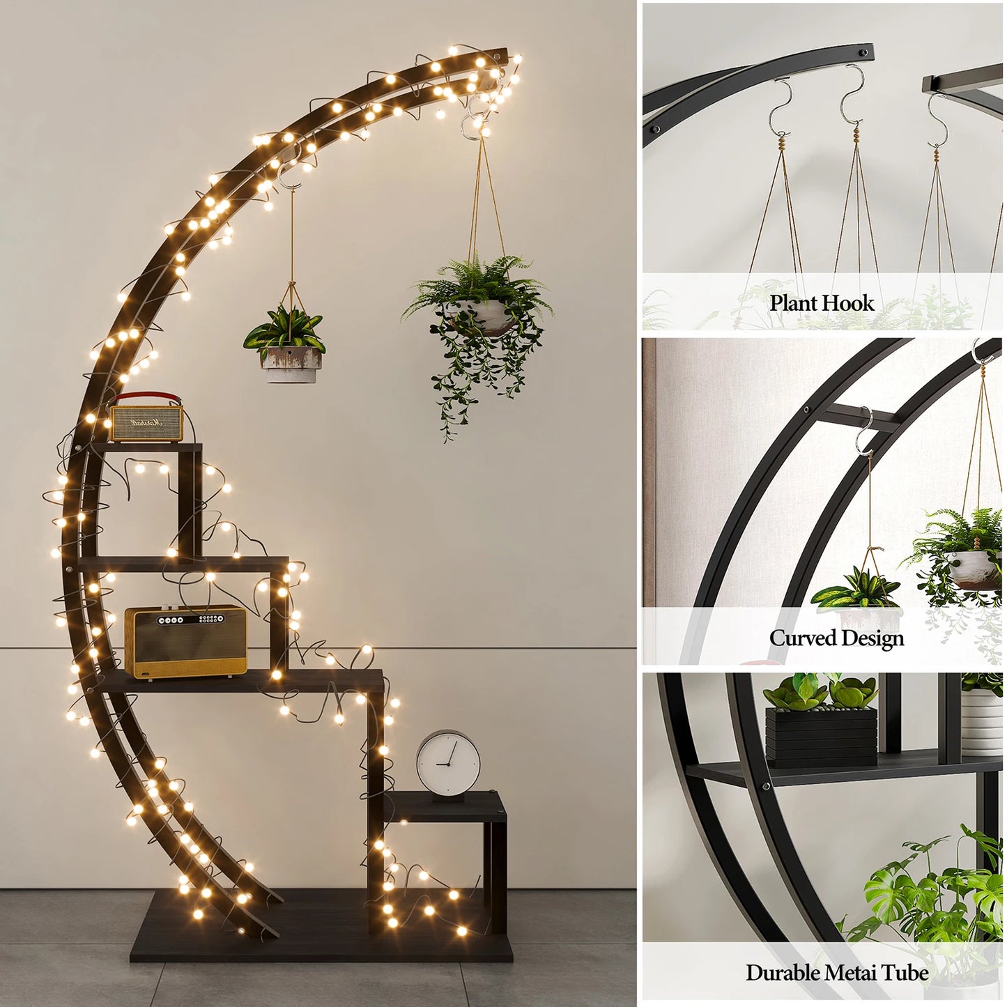 Plant Stand - 5 Tier, 2 Pack Half Moon, Metal
