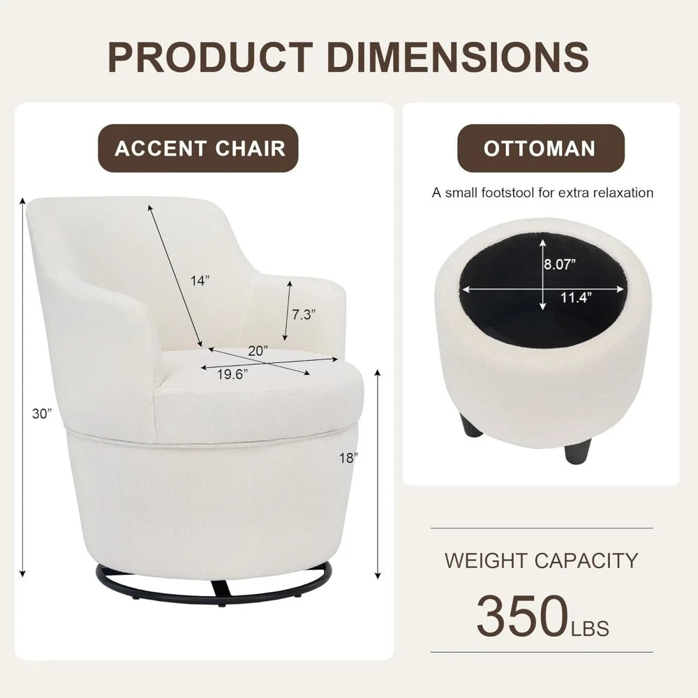 Swivel Barrel Accent Chair with Storage Ottoman