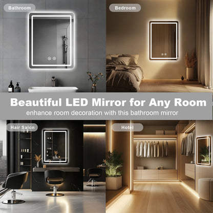 Bathroom Mirror, 20x28 inch LED, Fogless and Demister