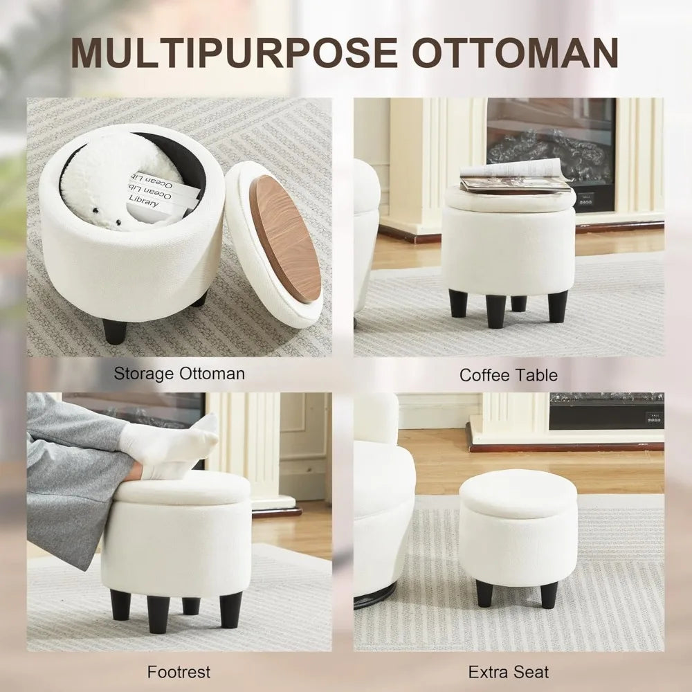Swivel Barrel Accent Chair with Storage Ottoman