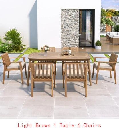 Dining Set - 7-Piece, Acacia Table & 6 Chairs