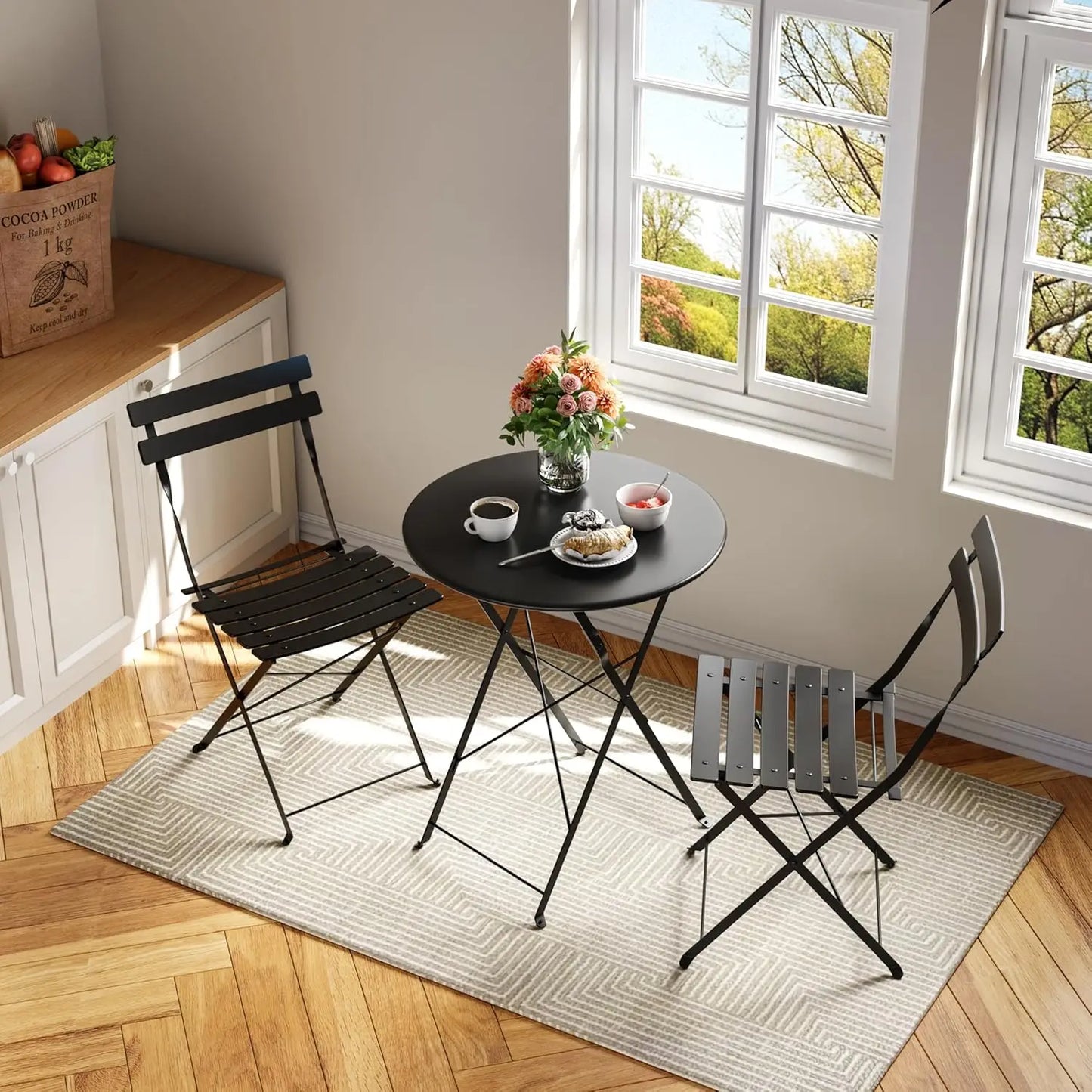 Patio Bistro Set, 3-Pieces, Metal, Table and Chairs