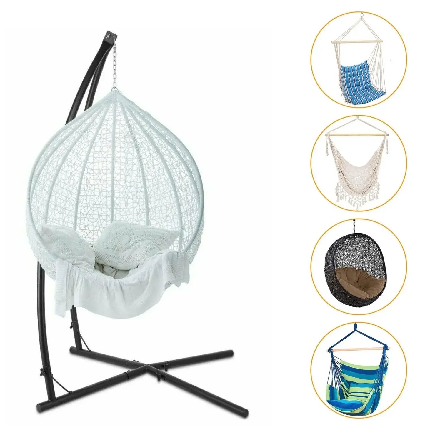 Hammock Chair Stand, X-Type  base, Steel Frame With Hook