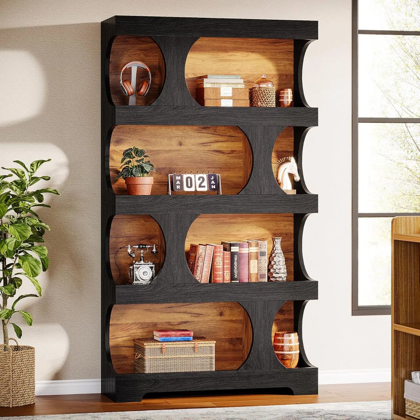 4-Tier Bookshelf, Large Storage Space