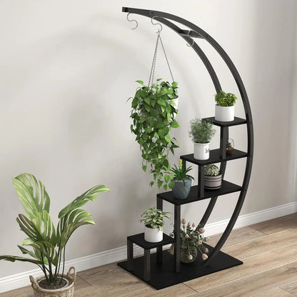 Plant Stand - 5 Tier, 2 Pack Half Moon, Metal