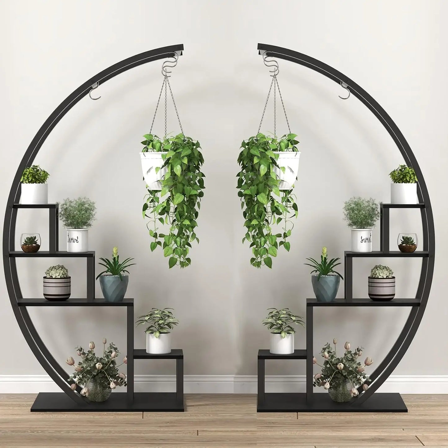 Plant Stand - 5 Tier, 2 Pack Half Moon, Metal