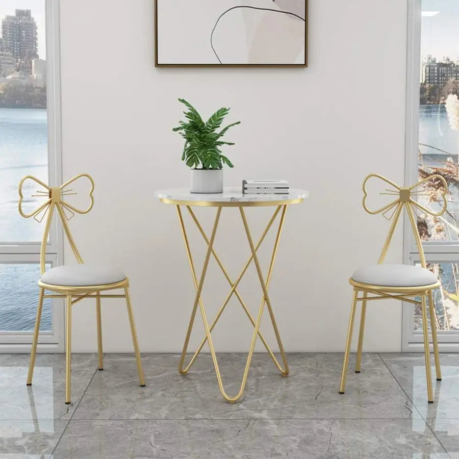 Vanity Stool - Metal Legs, Gold