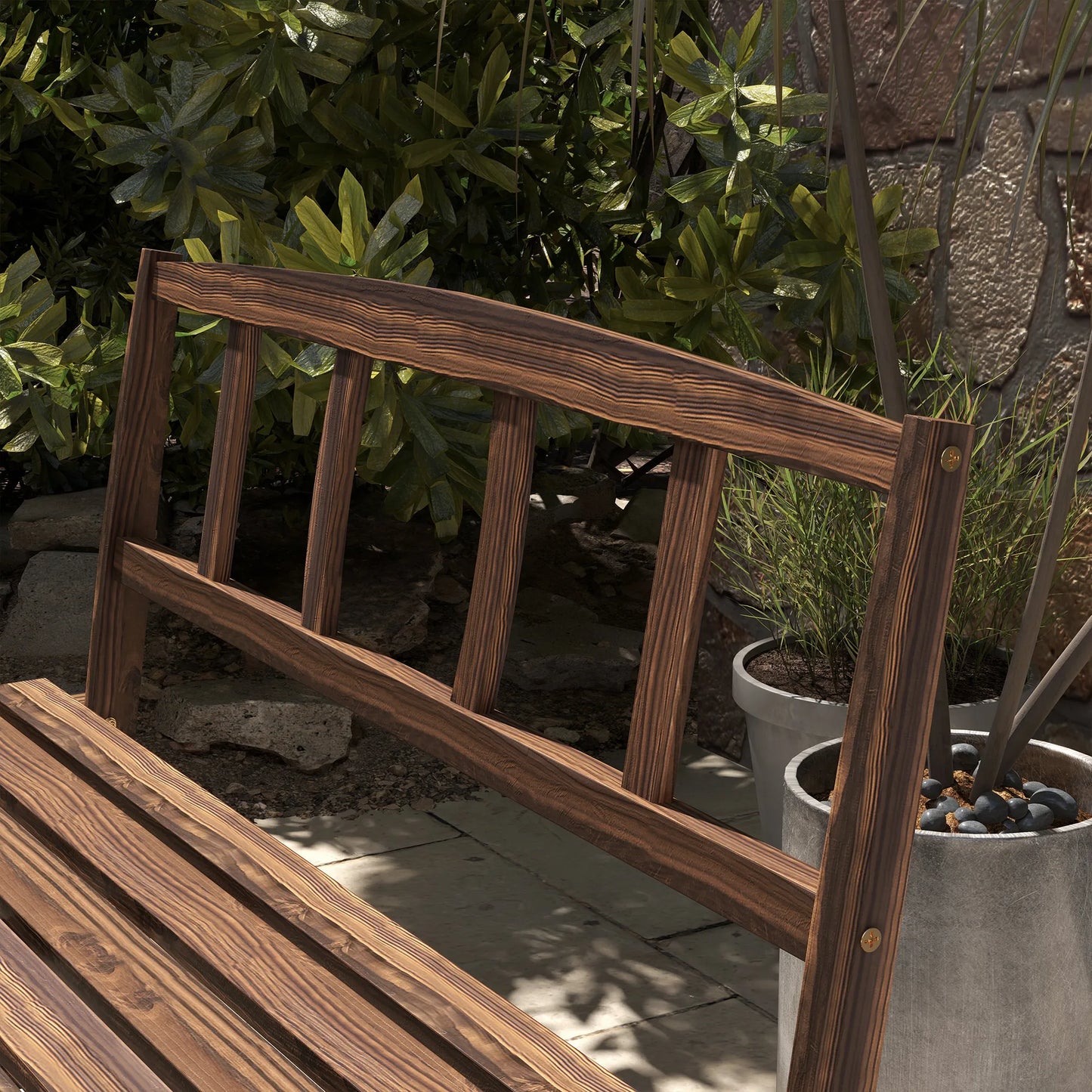 Patio Set - 4 Seats, Picnic Table W/ Carriage Wheels Design