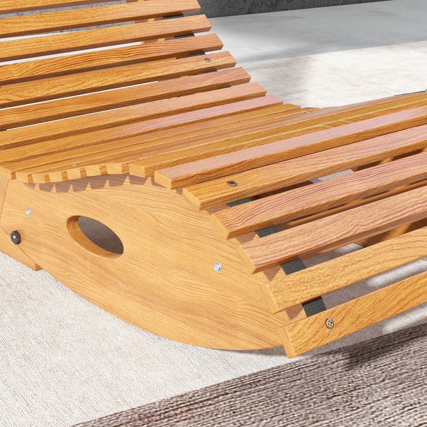 Rocking Chair - Wooden, Teak W/ Slatted Seat