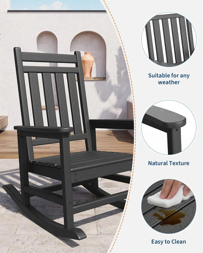 Rocking Chair, Outdoor, All-Weather, 380lbs Weight Capacity
