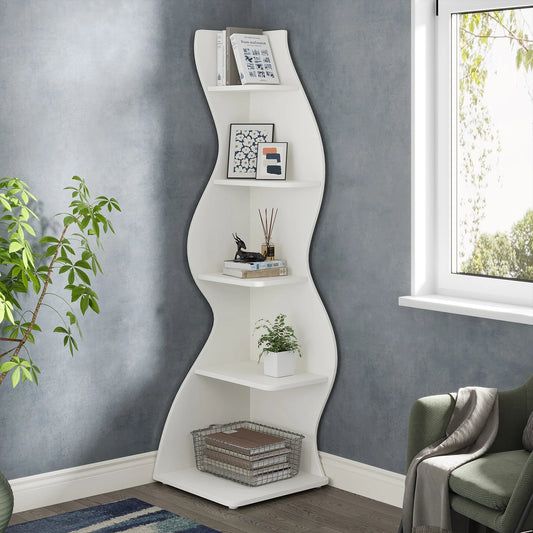 5-Tier Wall Corner Bookshelf, assorted colors