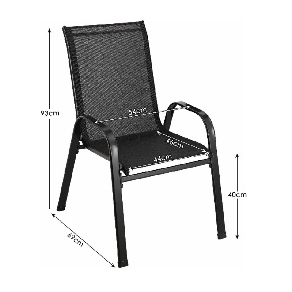 Chairs, 4-Piece,  Steel-iron+Teslin Fabric, Black