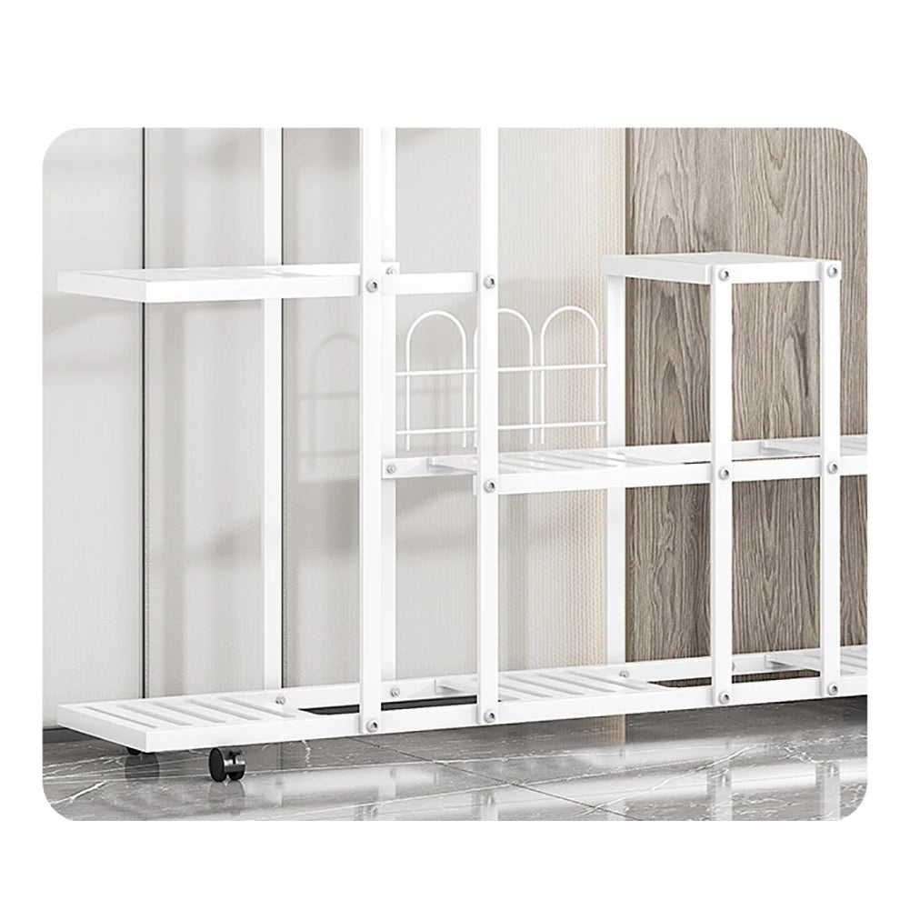 Plant Stand -  Wrought Iron, Rack Organizer w/Wheels