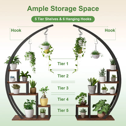 Plant Stand - 5 Tier, 2 Pack Half Moon, Metal
